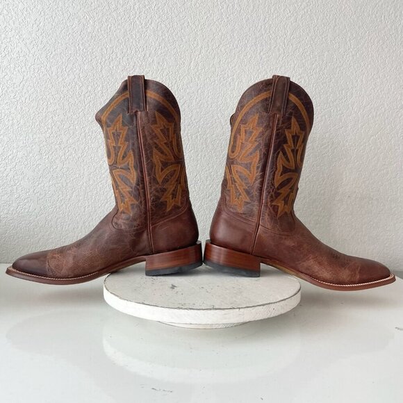Rod Patrick Mens Cowboy Boots 13.5B Perro Loco Brown Leather Western Square Toe - Picture 8 of 13